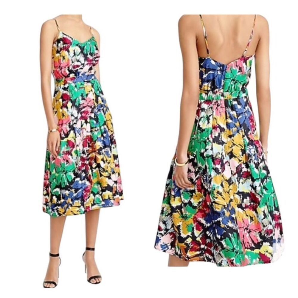 EUC J. Crew Colorful Abstract Floral Silk Dress Size 0